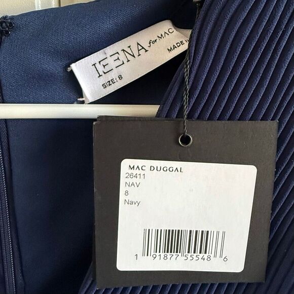 NWT Ieena for Mac Duggal  Pleated Bell Sleeve Chiffon Cocktail Mini Dress, Size - Picture 8 of 12